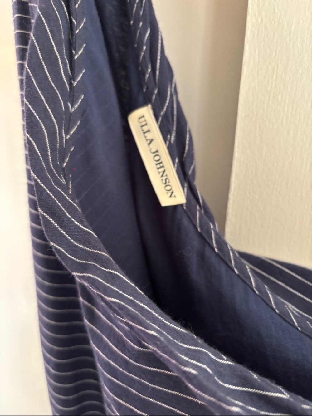 Ulla Johnson Blue Pinstripe One-Shoulder Maxi Dress - Picture 4 of 9